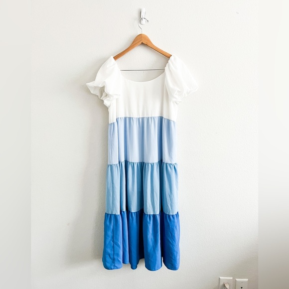 ee:some Blue Ombré Ruffle Tiered Dress - Picture 5 of 5